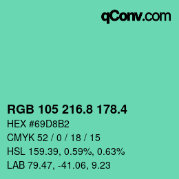 カラーコード: RGB 105 216.8 178.4 | qconv.com