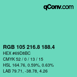 カラーコード: RGB 105 216.8 188.4 | qconv.com