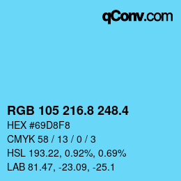カラーコード: RGB 105 216.8 248.4 | qconv.com