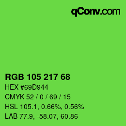 Color code: RGB 105 217 68 | qconv.com