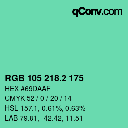 カラーコード: RGB 105 218.2 175 | qconv.com