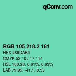 カラーコード: RGB 105 218.2 181 | qconv.com