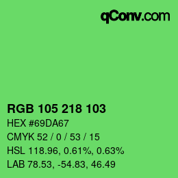 Color code: RGB 105 218 103 | qconv.com