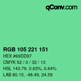 カラーコード: RGB 105 221 151 | qconv.com