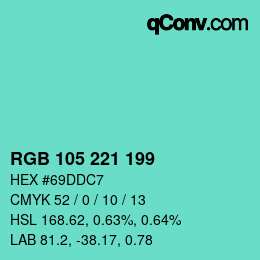 Color code: RGB 105 221 199 | qconv.com