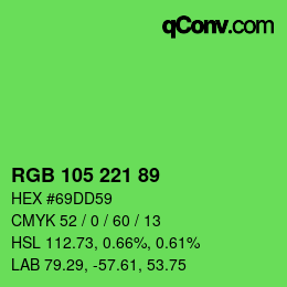 Color code: RGB 105 221 89 | qconv.com
