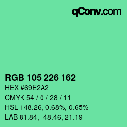 カラーコード: RGB 105 226 162 | qconv.com