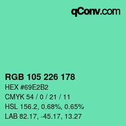 Color code: RGB 105 226 178 | qconv.com