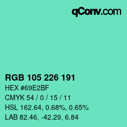 Color code: RGB 105 226 191 | qconv.com