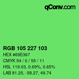 Color code: RGB 105 227 103 | qconv.com