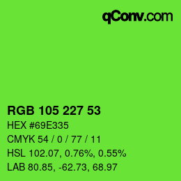 Color code: RGB 105 227 53 | qconv.com