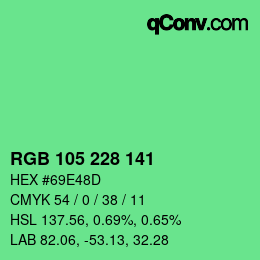 Color code: RGB 105 228 141 | qconv.com