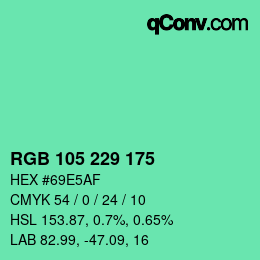 Color code: RGB 105 229 175 | qconv.com