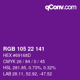 Color code: RGB 105 22 141 | qconv.com