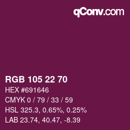 Color code: RGB 105 22 70 | qconv.com