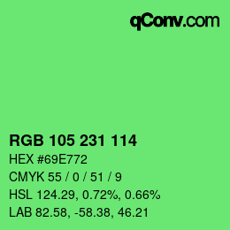 Color code: RGB 105 231 114 | qconv.com