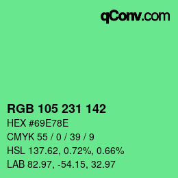 Color code: RGB 105 231 142 | qconv.com