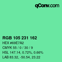 Color code: RGB 105 231 162 | qconv.com