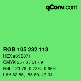 Farbcode: RGB 105 232 113 | qconv.com