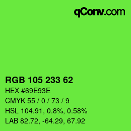 カラーコード: RGB 105 233 62 | qconv.com
