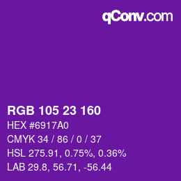 Color code: RGB 105 23 160 | qconv.com