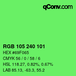 Color code: RGB 105 240 101 | qconv.com