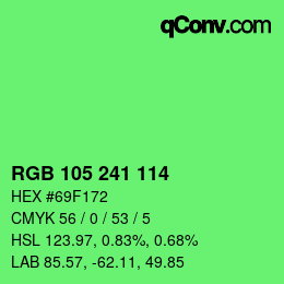 Color code: RGB 105 241 114 | qconv.com