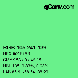 Color code: RGB 105 241 139 | qconv.com