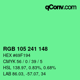 Color code: RGB 105 241 148 | qconv.com