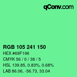 Color code: RGB 105 241 150 | qconv.com