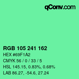 Color code: RGB 105 241 162 | qconv.com