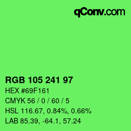 Color code: RGB 105 241 97 | qconv.com