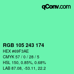 Color code: RGB 105 243 174 | qconv.com