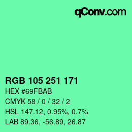 Color code: RGB 105 251 171 | qconv.com