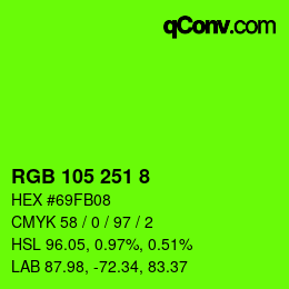 カラーコード: RGB 105 251 8 | qconv.com