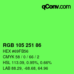 Farbcode: RGB 105 251 86 | qconv.com