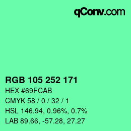 Color code: RGB 105 252 171 | qconv.com
