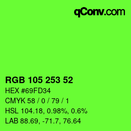 Color code: RGB 105 253 52 | qconv.com