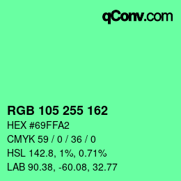 Color code: RGB 105 255 162 | qconv.com