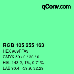 Color code: RGB 105 255 163 | qconv.com