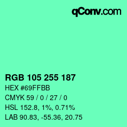 Color code: RGB 105 255 187 | qconv.com