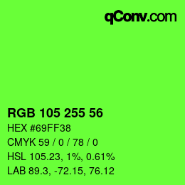 Código de color: RGB 105 255 56 | qconv.com