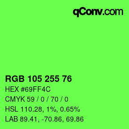 Color code: RGB 105 255 76 | qconv.com