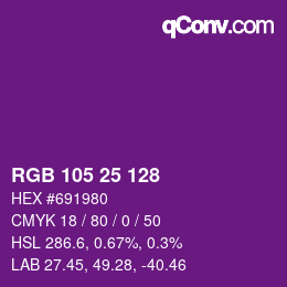 Color code: RGB 105 25 128 | qconv.com