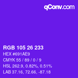 Color code: RGB 105 26 233 | qconv.com