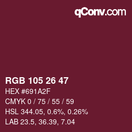 Color code: RGB 105 26 47 | qconv.com