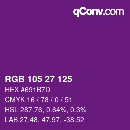 カラーコード: RGB 105 27 125 | qconv.com