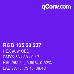Color code: RGB 105 28 237 | qconv.com