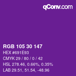 Color code: RGB 105 30 147 | qconv.com