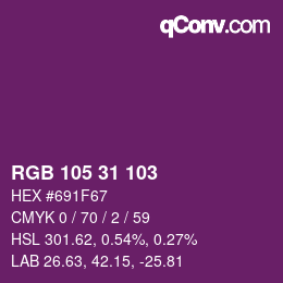 カラーコード: RGB 105 31 103 | qconv.com